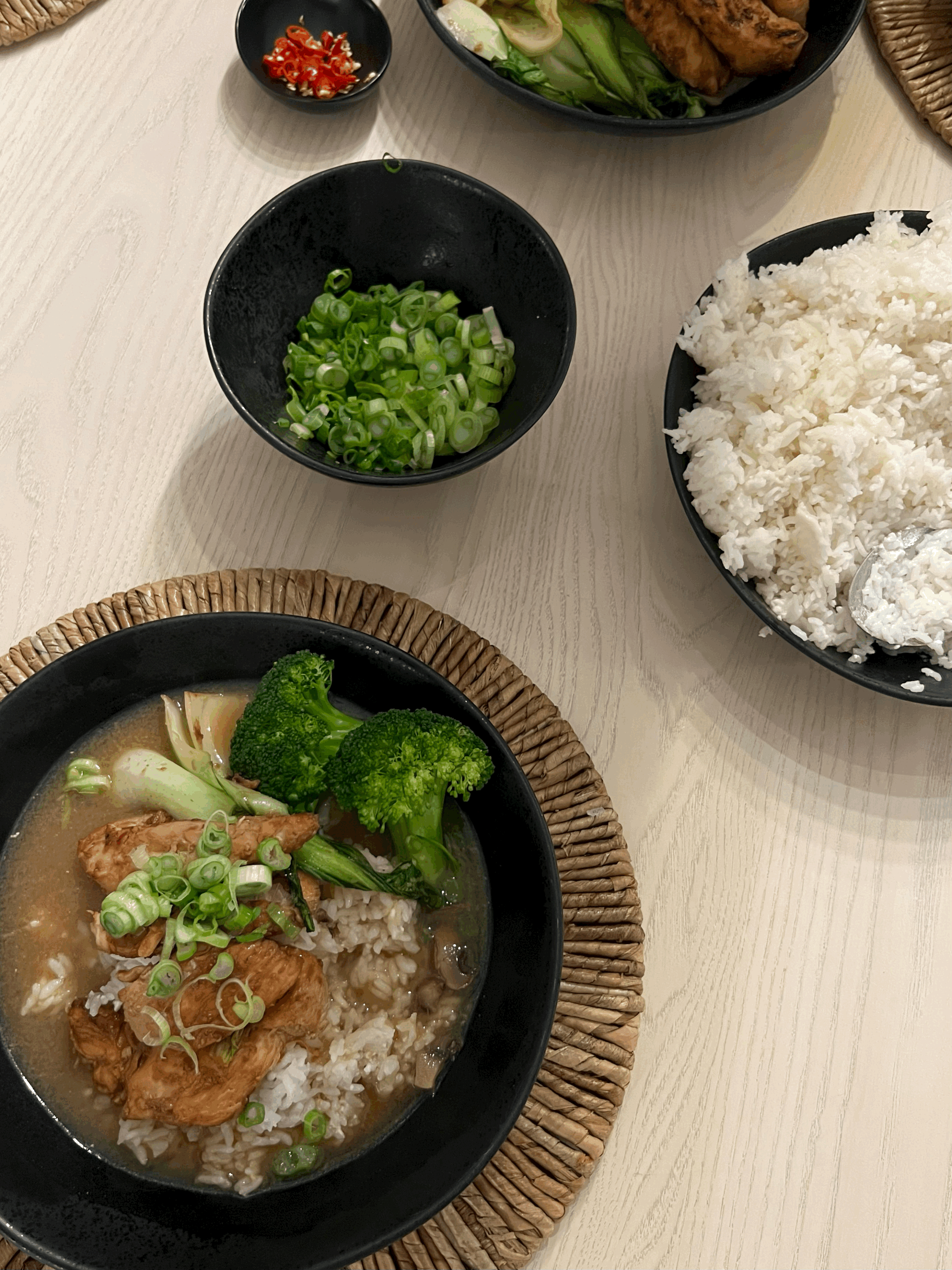 Brothy Miso Ginger Chicken + Coconut Rice