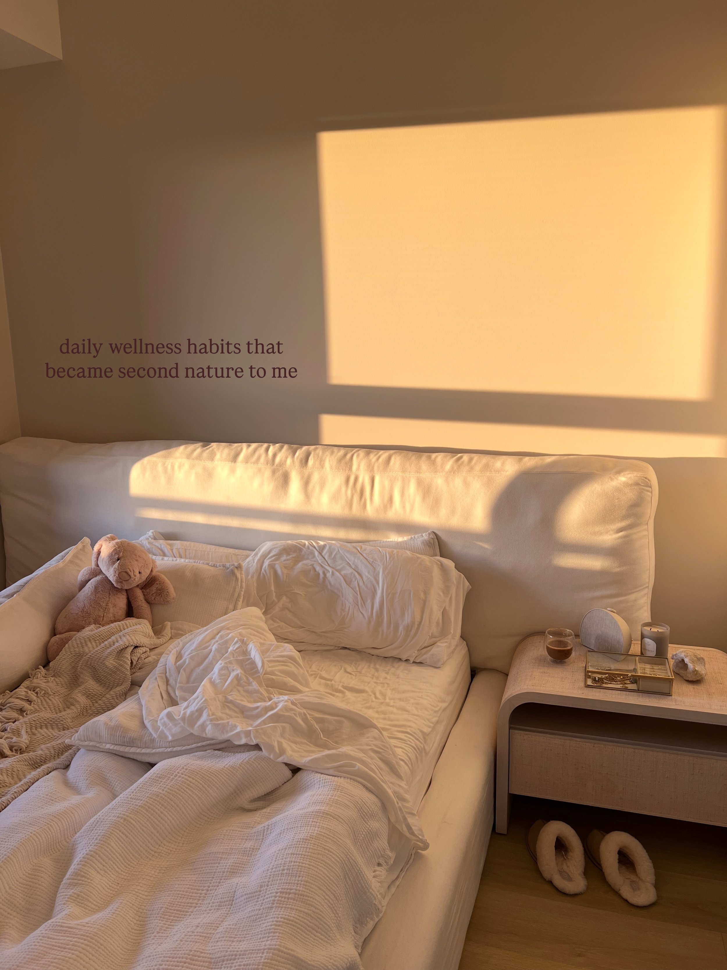 these habits honestly don&rsquo;t feel like &ldquo;wellness routines&rdquo; to me anymore, they&rsquo;ve just become part of my everyday life 🤎

sunlight in the morning, prioritizing protein, supporting my gut, walking daily, nourishing meals, nervo