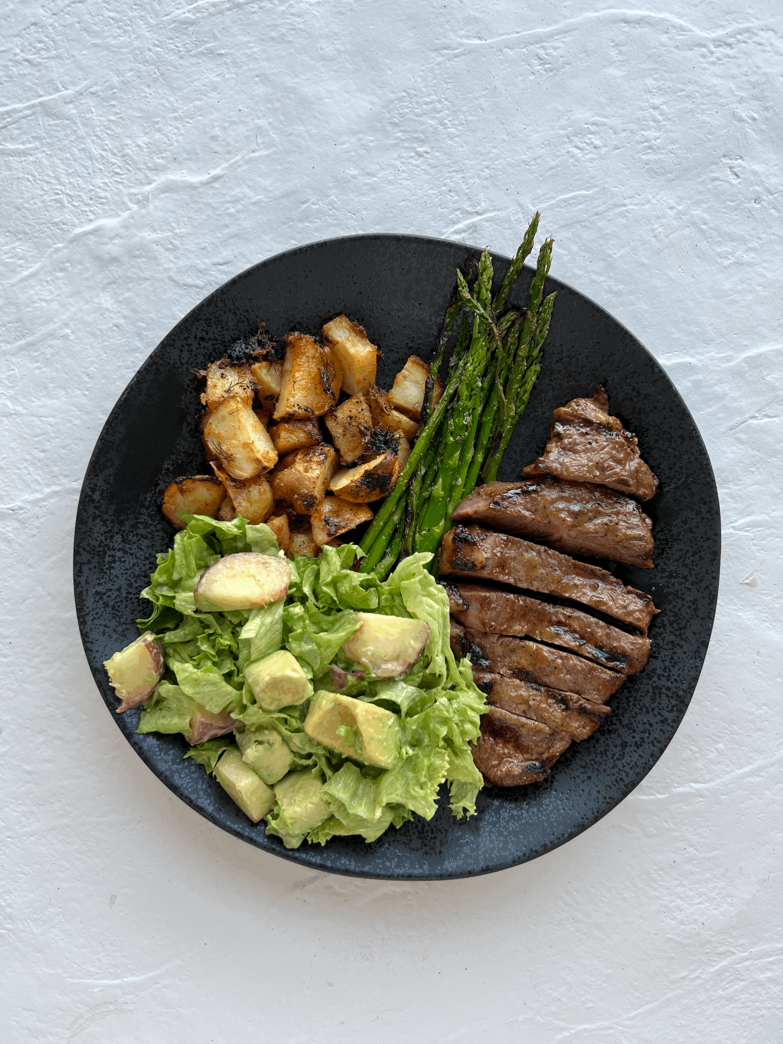 Grass-Fed New York Steaks with Donut Peach Summer Salad