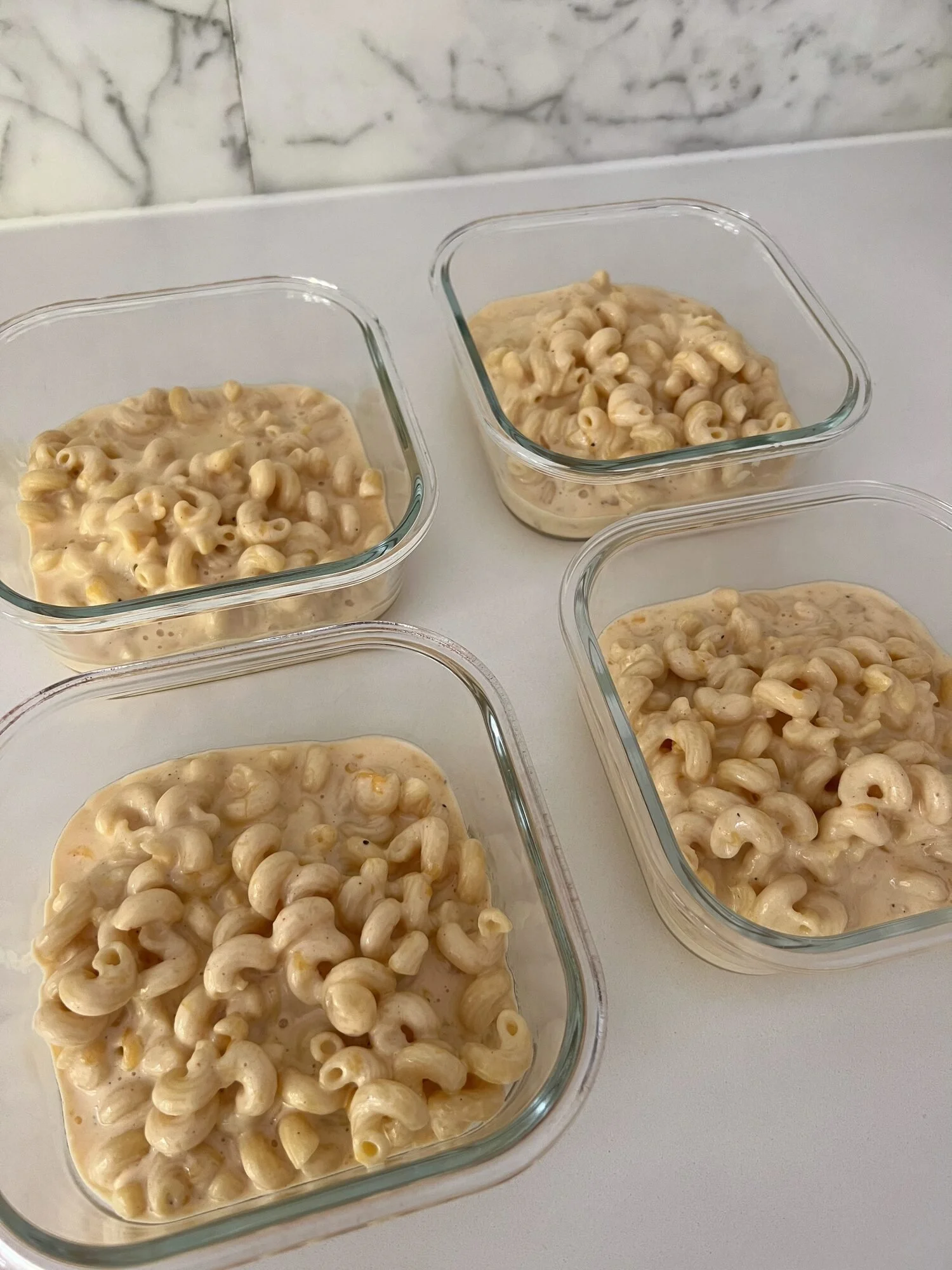 Mac and cheese portioned for family meal prep