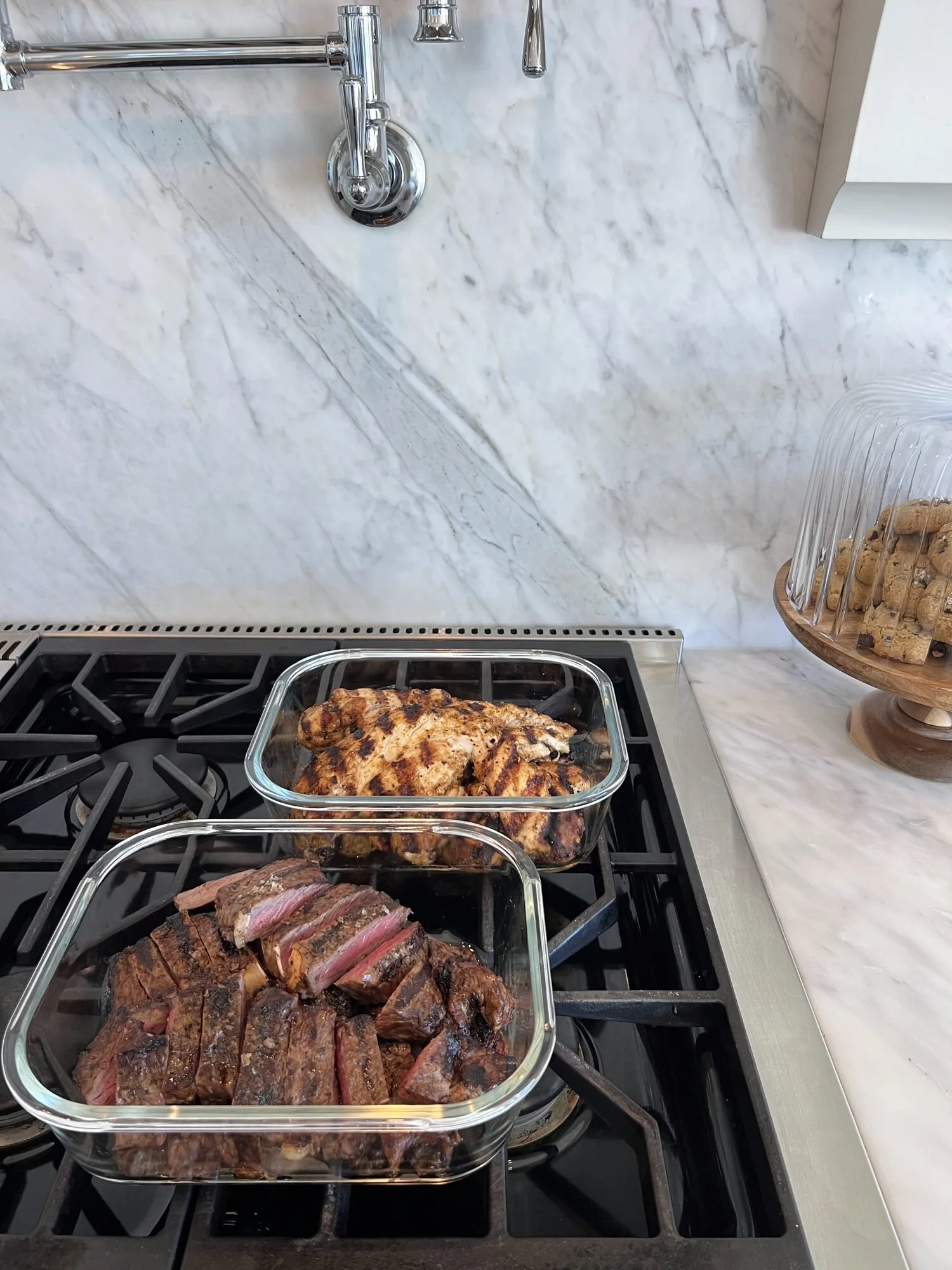 Steak and chicken meal prep cooked in-home by a Vancouver private chef