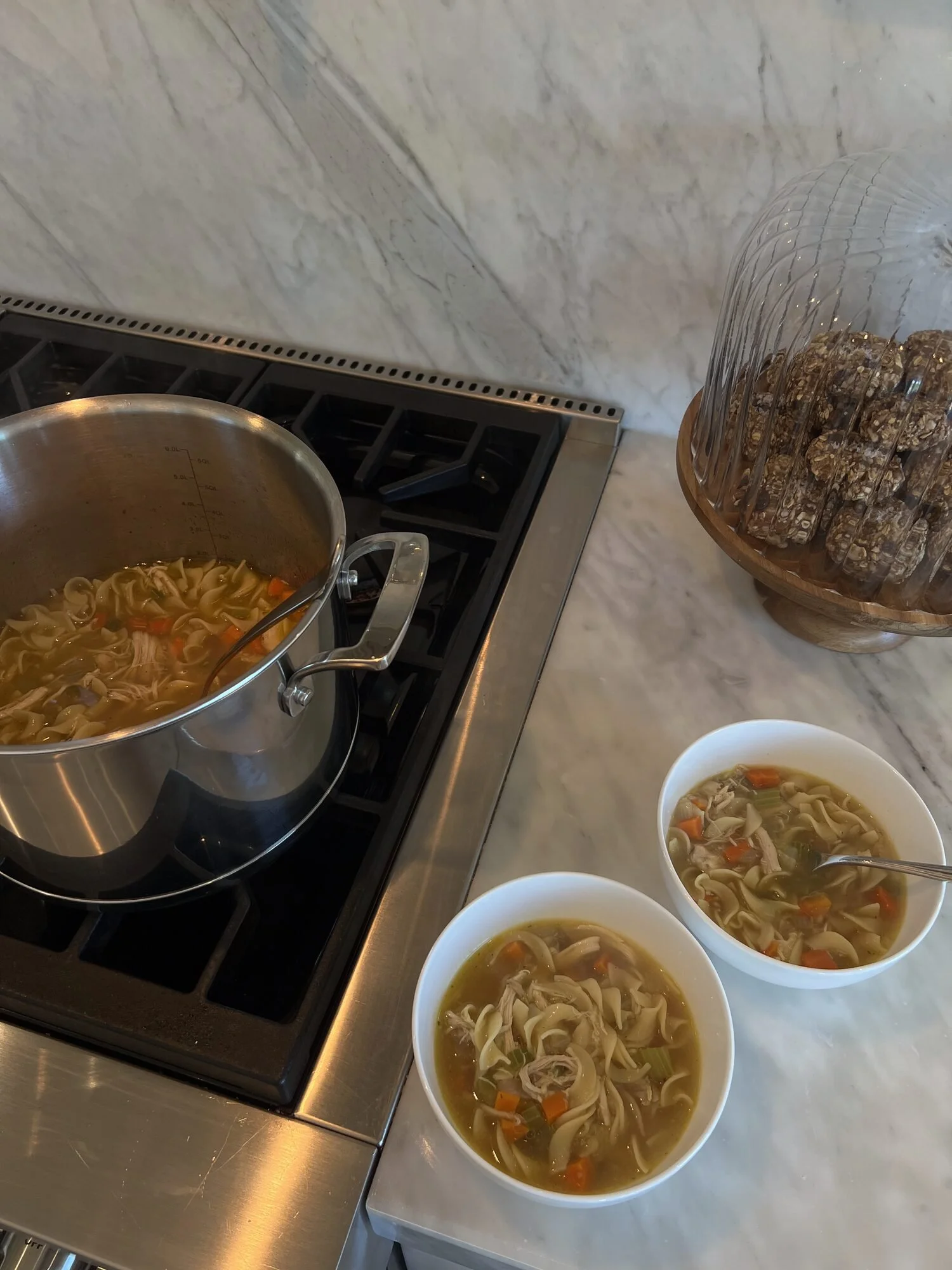 Homemade chicken noodle soup made from scratch