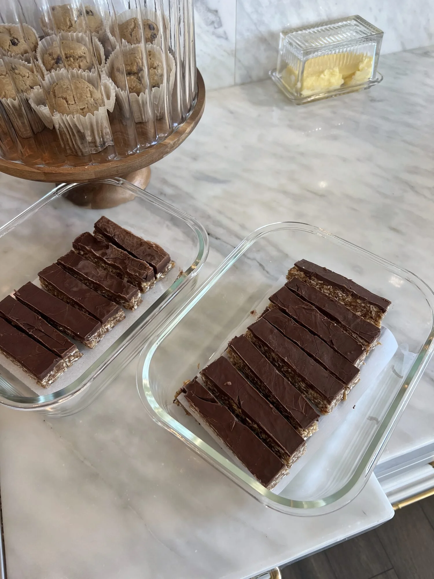 Gluten-free, dairy-free peanut butter caramel bars packed for meal prep