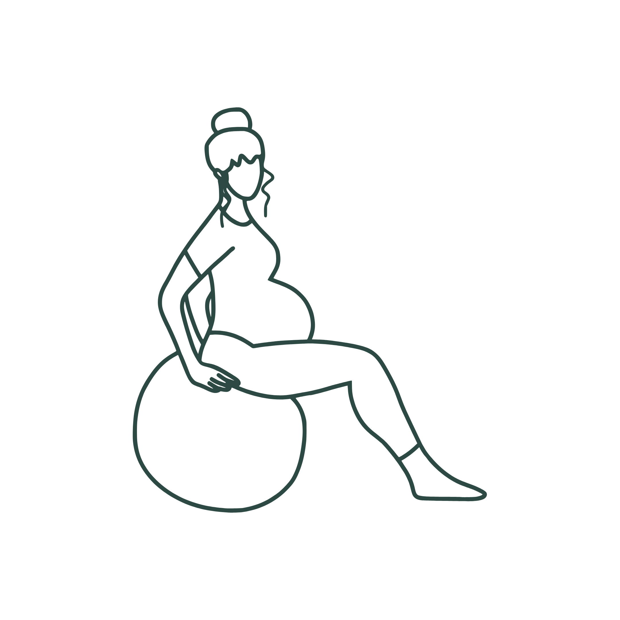 Pregnant woman labouring on a ball