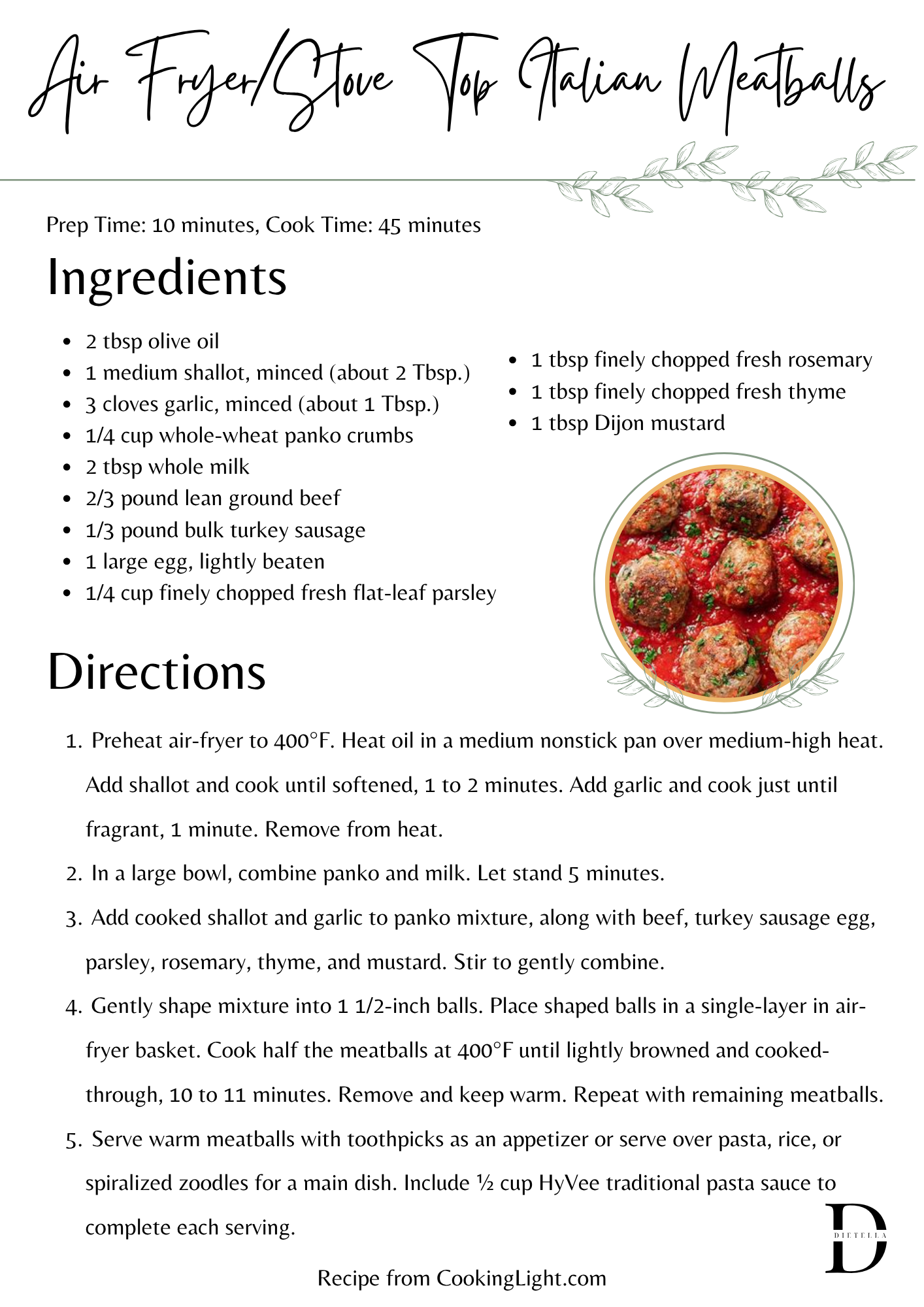 Air Fryer/Stove Top Italian Meatballs