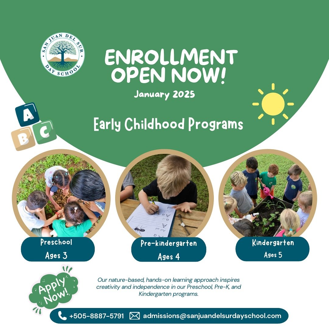 🌱 Enroll Now: Early Childhood Programs at San Juan del Sur Day School! ☀️

At San Juan del Sur Day School, we believe that children learn best through hands-on experiences, exploration, and curiosity-driven discovery. Nestled on a beautiful farm and