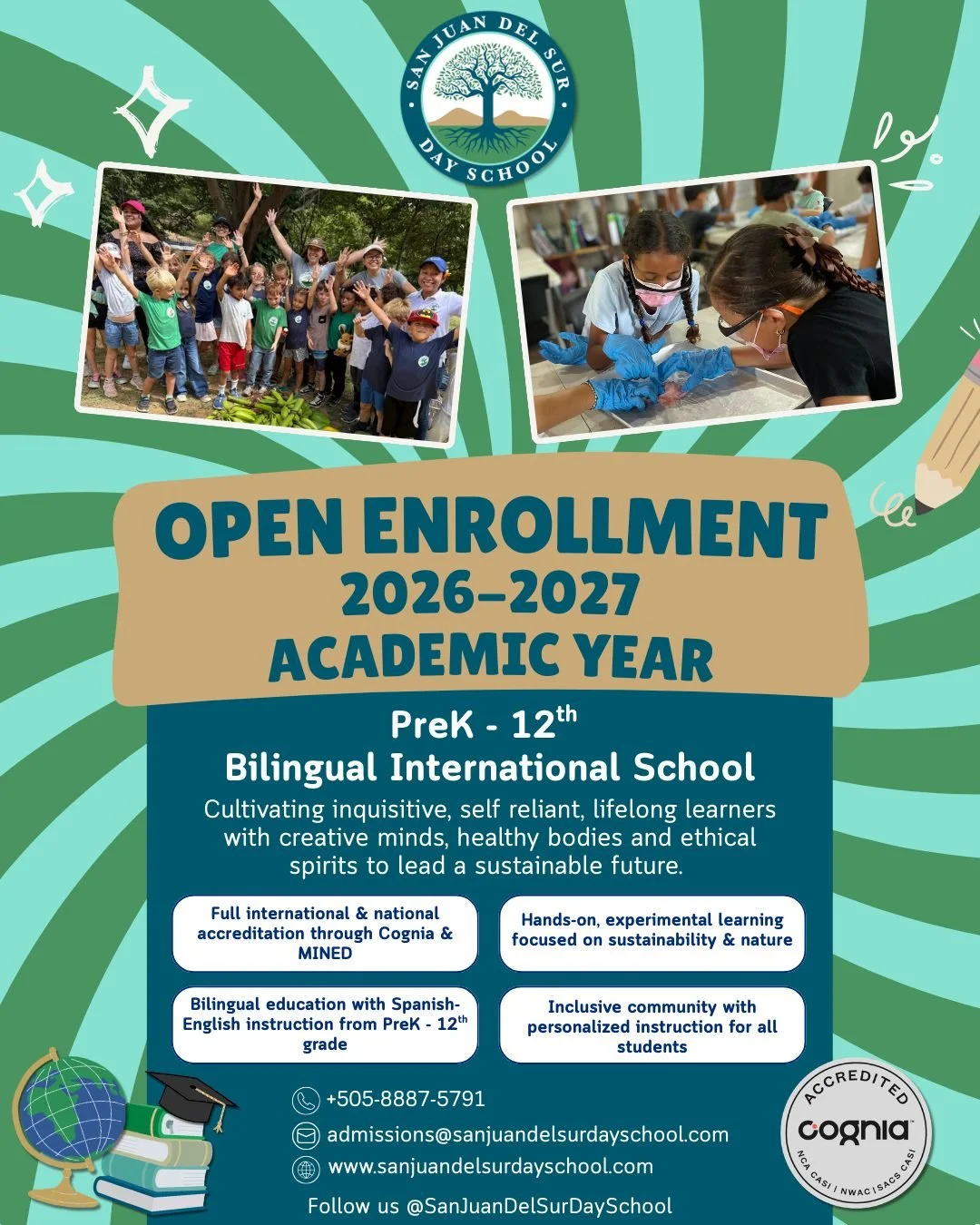 Enrollment is now open for the 2026-2027 academic year! Secure your spot today and join us for a year full of growth, discovery, and adventure.

Visit: www.sanjuandelsurdayschool.com