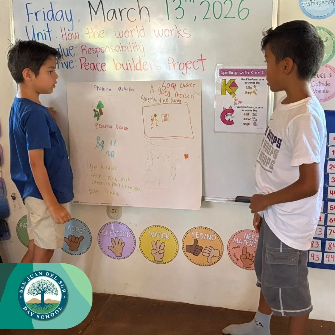 During Social Studies project time, our 1st grade students worked collaboratively in groups to create thoughtful Peace Posters. Each poster highlighted a real-life conflict, a positive choice, and a peaceful solution. Then, they proudly presented the
