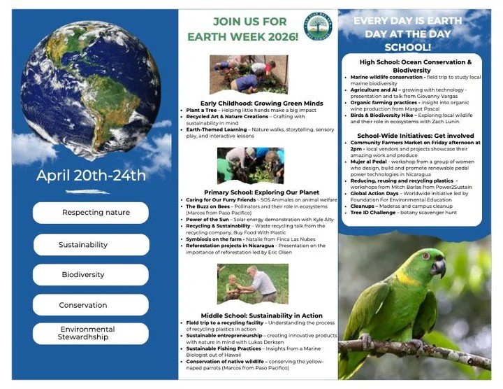 Earth Week is here!

This week, our school community is coming together to celebrate our core value: Respect for the Environment. From April 20&ndash;24, students across all grade levels are diving into hands-on, meaningful activities that inspire su