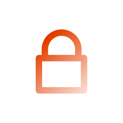 An orange padlock icon with a keyhole on a transparent background.