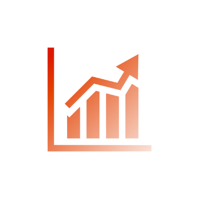 Graph showing increasing trend with a red upward arrow on a white background.