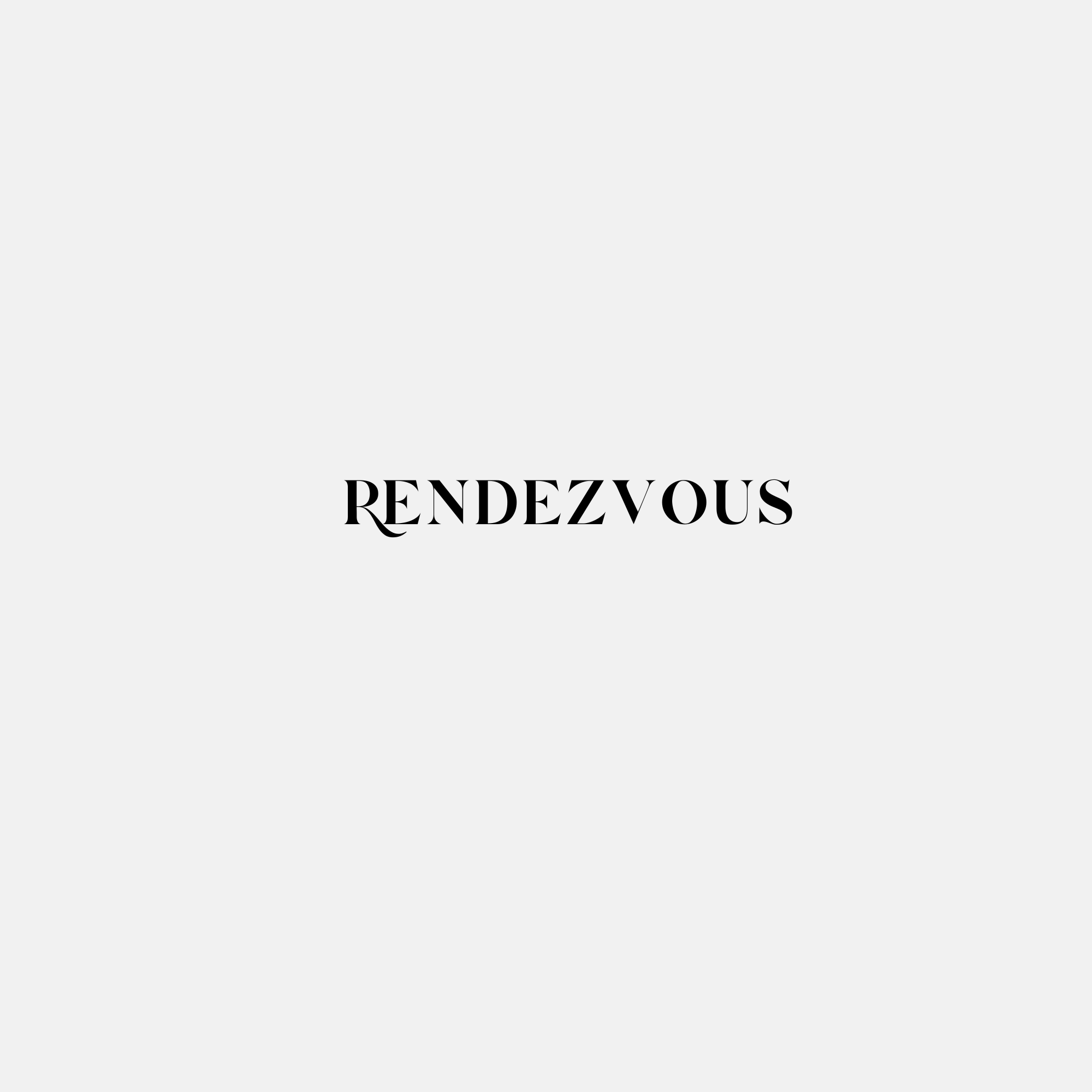 A white page with the words "RENDEZVOUS" written in black, bold, capital letters at the bottom center.