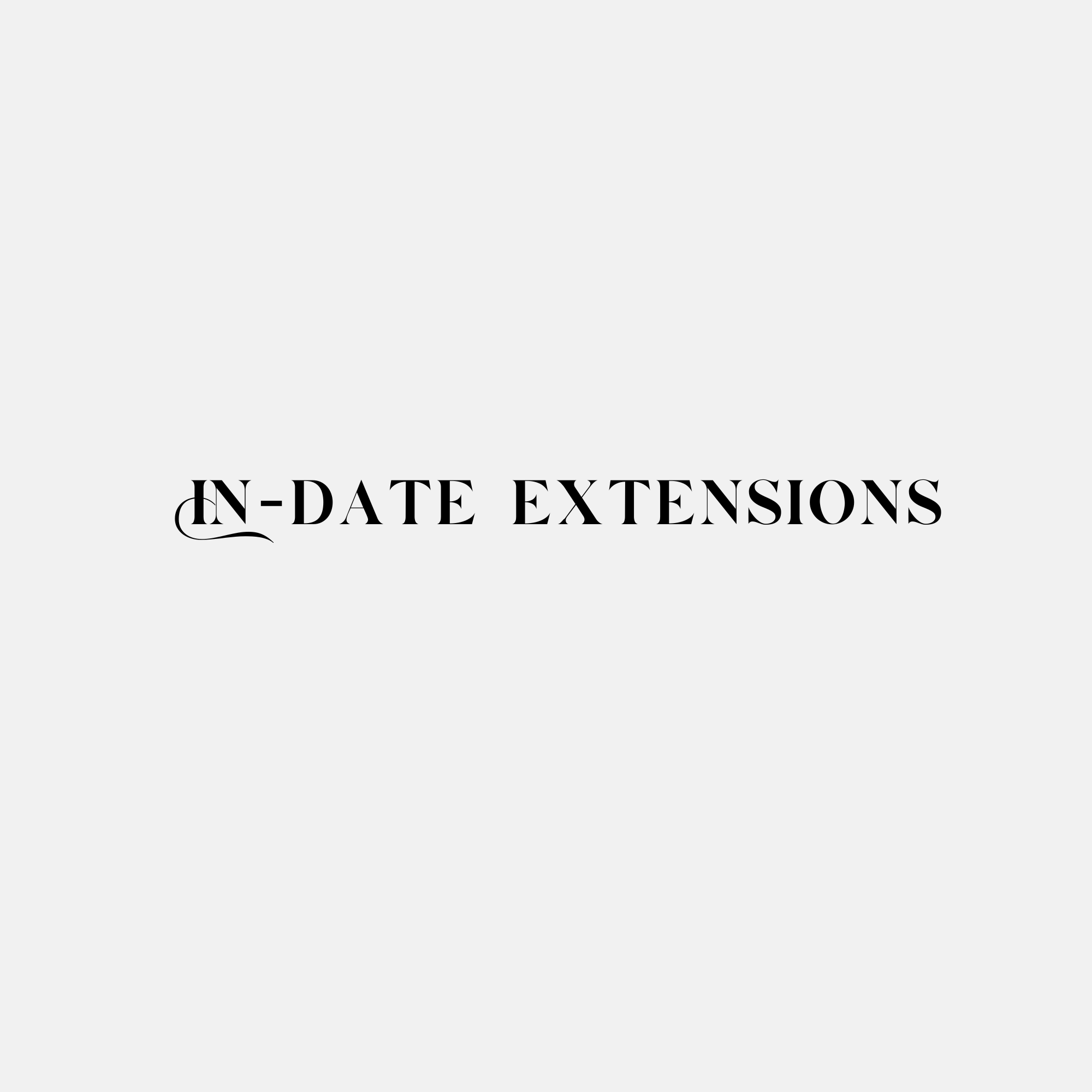 text reading 'IN-DATE EXTENSIONS' in black letters on a white background.