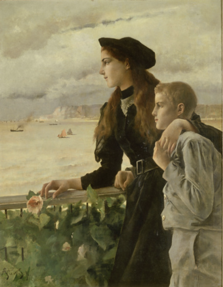 Alfred Stevens, Frère et soeur devant la mer à Honfleur, 1891