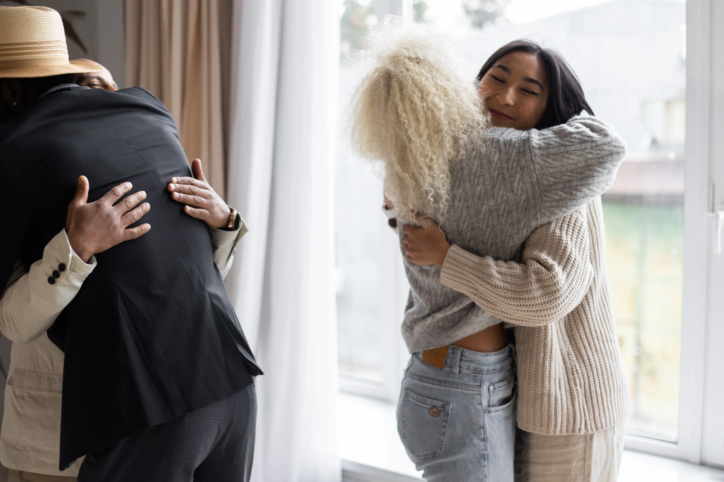 multiethnic women hugging healing from trauma