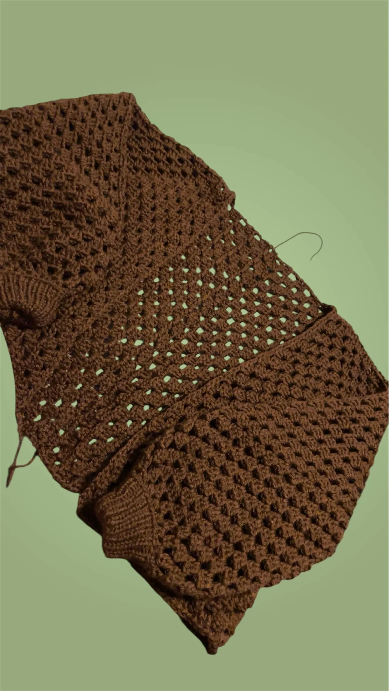 I finished each half of this cardigan back to back across two days of working on it, and then connected them down the back to begin working the body extension.