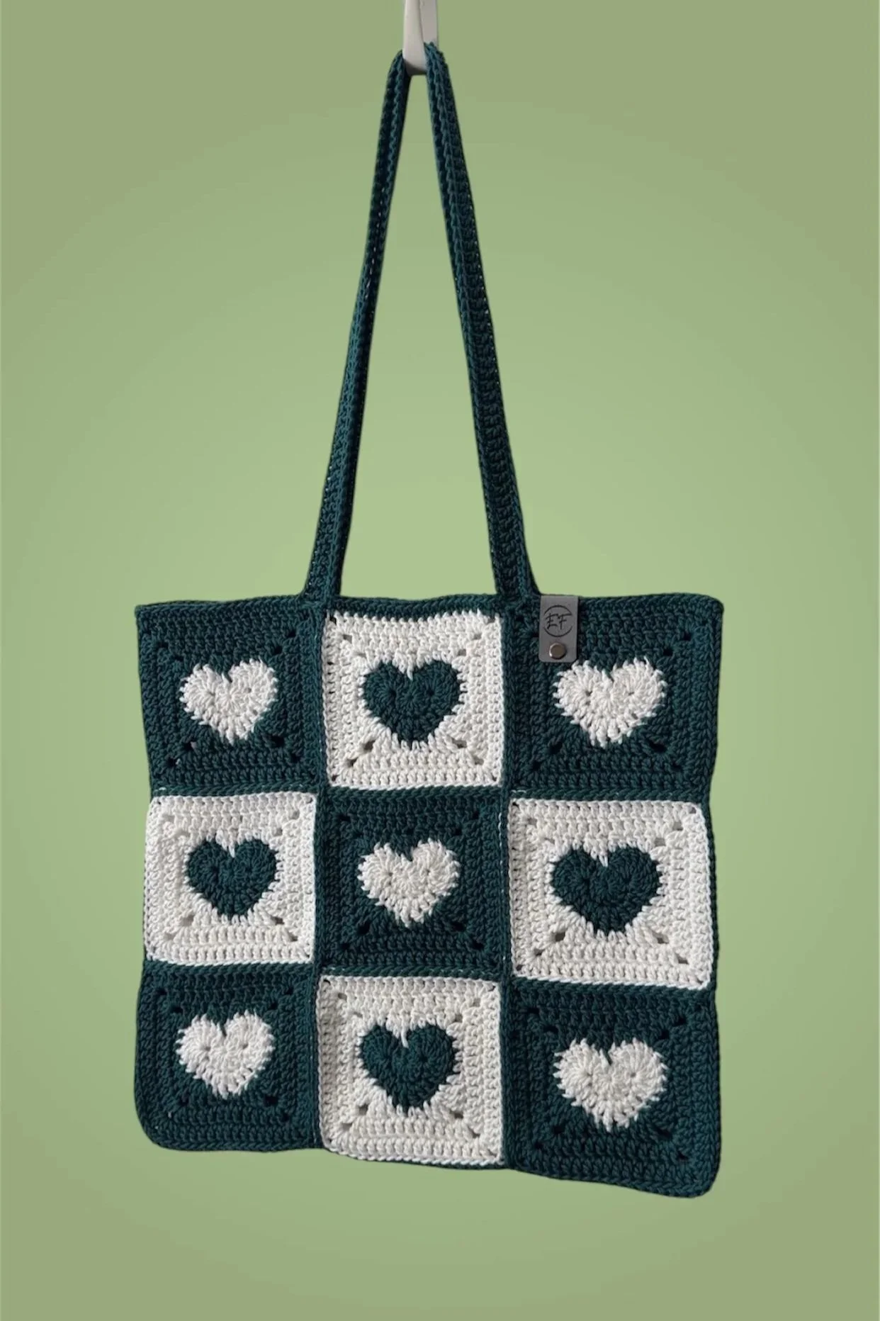 Teal/White Heart Tote