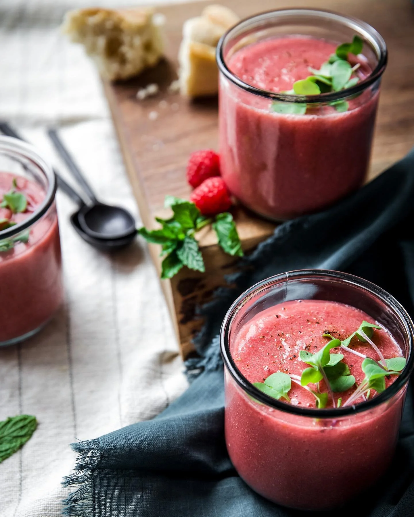 The new issue is out &amp; you can beat the heat with this raspberry basil gazpacho recipe! 😋