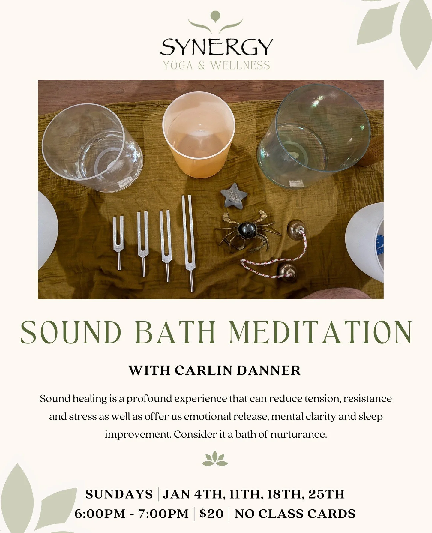 An hour to rest, release, and receive.⁠
Sound Bath Meditation offers a deeply calming experience using crystal bowls and sound healing to support relaxation, emotional release, and nervous system regulation.⁠
⁠
Consider it a bath of nurturance.⁠
⁠
Su