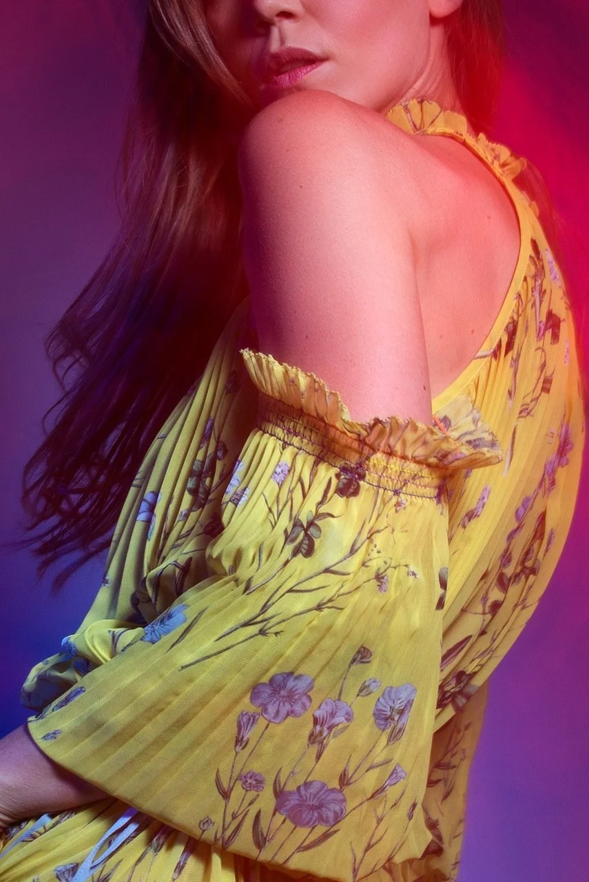 Colorful self-portrait capturing movement and light