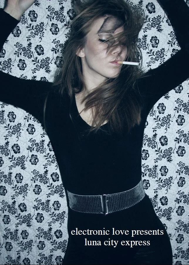 low saturation self-portrait dancing in front of a patterned surface, eyes closed, inspired by Aladdin Sane 