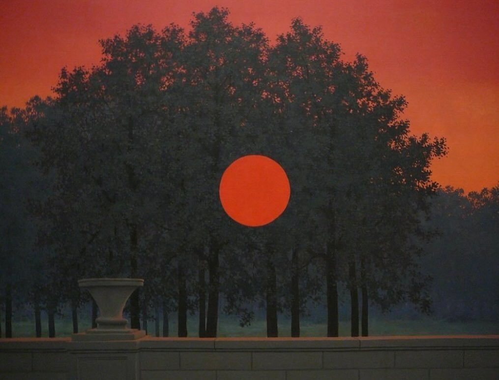 When I&rsquo;m feeling anxious, unstable, or rattly (which I do, from time to time, and sometimes a lot of the time) nature is a place I go to to find my center.

Ren&eacute; Magritte, &ldquo;The Banquet&rdquo; (1958)

*This image is used for inspira