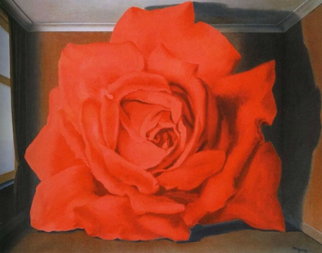 Roses are red, violets are blue, smelling the roses is something to do.

Ren&eacute; Magritte, &ldquo;The Tomb of the Wrestlers&rdquo; (1960)

*This image is used for inspiration purposes only and is not intended to convey a commercial endorsement of