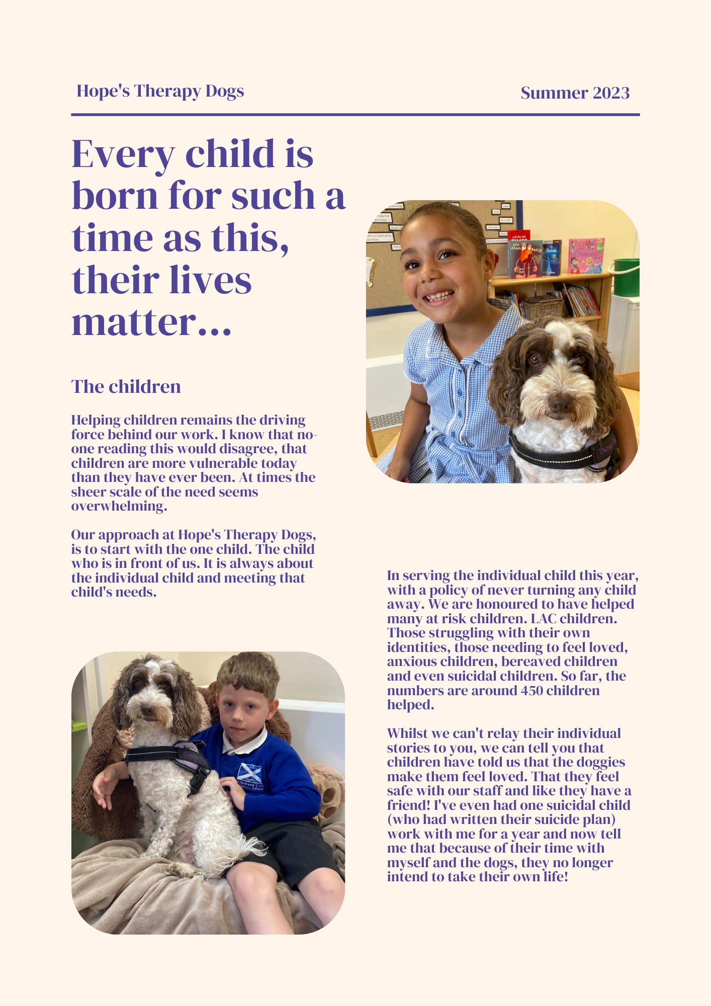 Our 2023 Summer Newsletter! — Hope's Therapy Dogs ltd