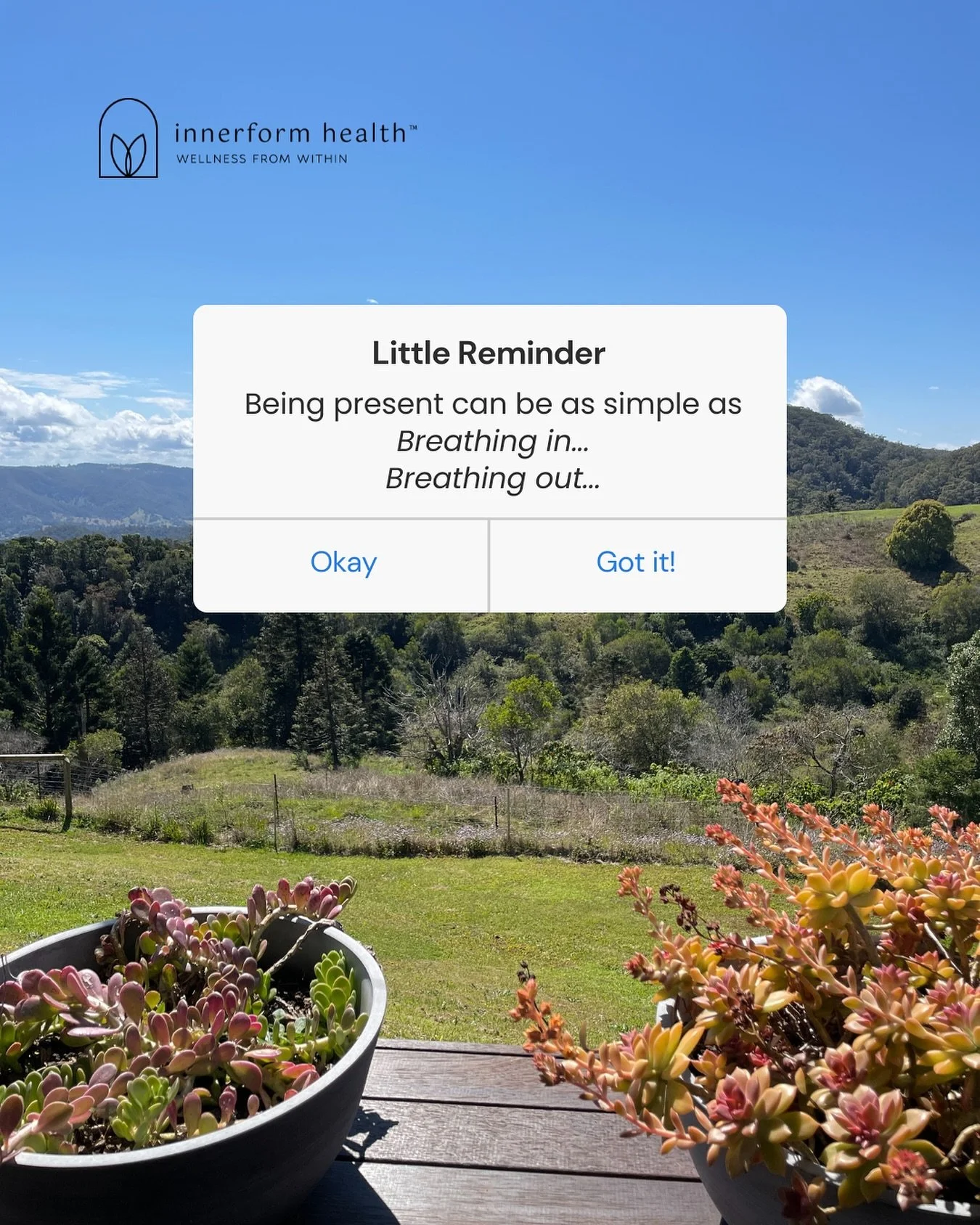 Being present doesn&rsquo;t have to be complicated ✨
&nbsp;
Sometimes it&rsquo;s just slowing down long enough to notice your breath - in and out.
&nbsp;
A gentle reminder: the smallest practices often make the biggest difference for your nervous sys