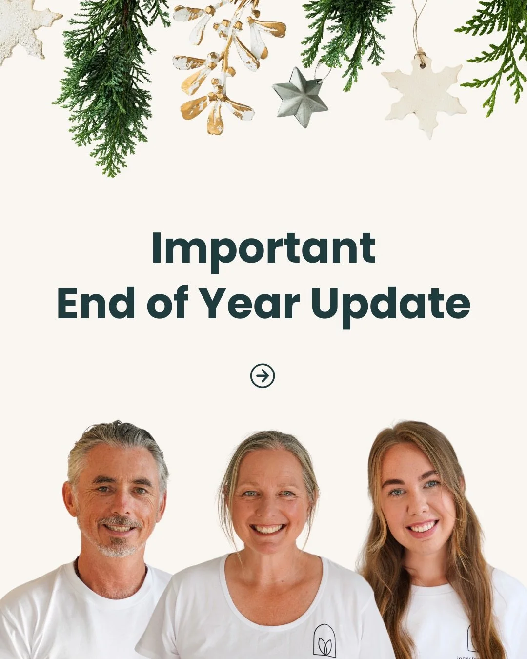 A little housekeeping as we wrap up the year 🎄✨
&nbsp;
Innerform Health will be closed from Saturday 20 December and will reopen on Monday 5 January.
&nbsp;
If you&rsquo;d like to start 2026 feeling grounded, supported and clear on your health goals
