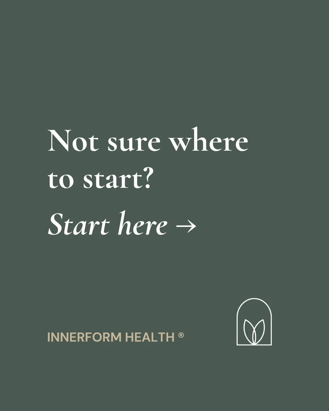 One of the biggest things that keeps people stuck
is not knowing where to start

Or feeling like they need to have it all figured out first

You don&rsquo;t

That&rsquo;s exactly what we&rsquo;re here for

Inside @innerformhealth  we don&rsquo;t take