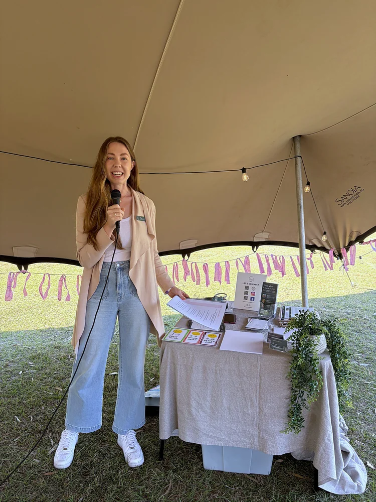 Chloe speaking to the group