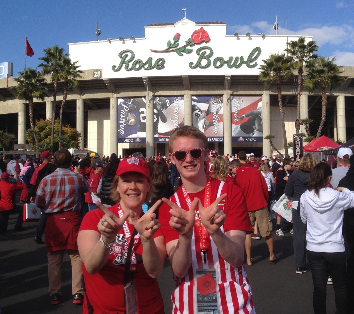 Wisconsin Badger fans at the Rose Bowl