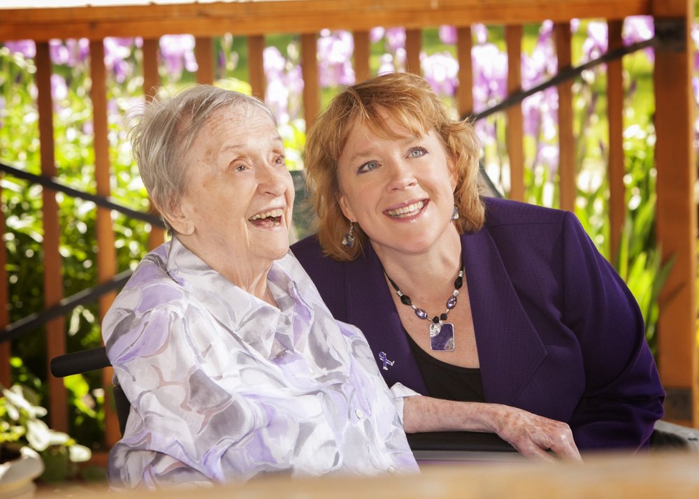 Woman with elderly mother