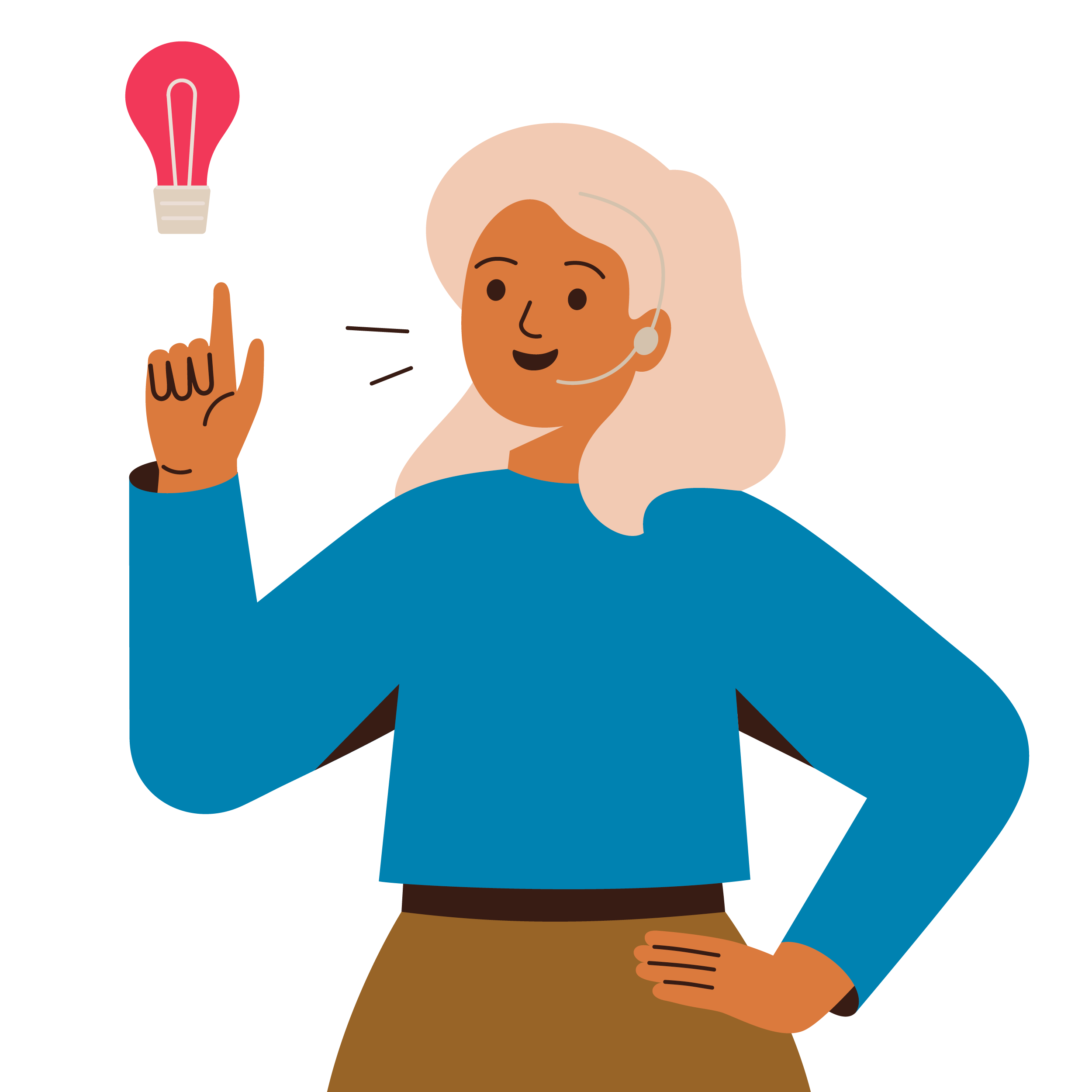 Virtual assistant pointing to a lightbulb