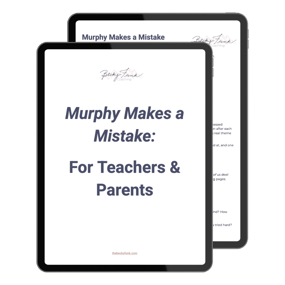 Two e-readers displaying a coaching guide titled "Murphy Makes a Mistake: For Teachers & Parents."