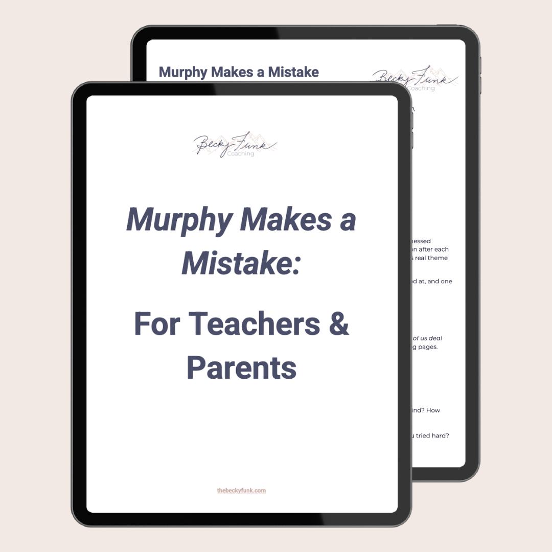 Digital tablets displaying a document titled 'Murphy Makes a Mistake: For Teachers & Parents'.