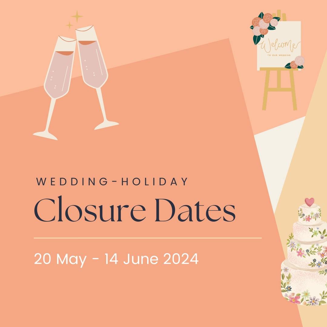 I'm closing down the business for a month - for good reasons, though 🥰🫶💍👩&zwj;❤️&zwj;💋&zwj;👨
.....
.....

#HolidayClosure #ForOurWedding #Holidays #SummerVibes #SeeYouOnTheOtherSide #FamilyMatters #DestinationWedding #OverseasWedding #Exciting 
