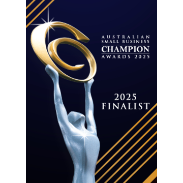 Award graphic for Australian Small Business Champion Awards 2025, indicating finalist status.