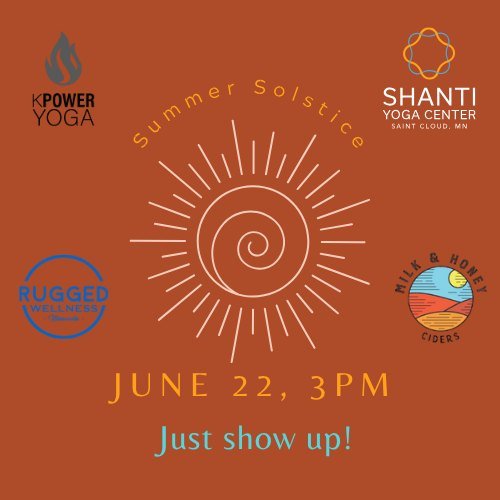 TODAY! COME CELEBRATE WITH US!
3PM we start with cider + ice bath + sauna (Finnish style!), yoga starts around 4PM. 

Come hydrated and ready to move and breathe in community!

@kpoweryogamn @milkandhoneyciders @ruggedwellnessmn @shantiyogacentermn