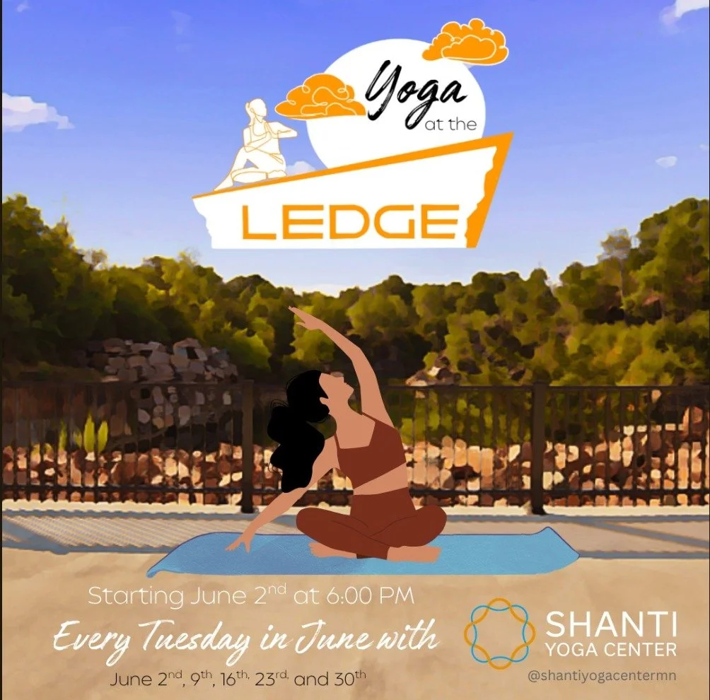 Yoga at The Ledge is back! 🧘

Join us every Tuesday in June for yoga with Shanti Yoga Center! Classes start at 6:00pm on June 2, 9, 16, 23, and 30.

You can book one class for $18, or the whole series of classes for $75. 

All classes ($75) -  https