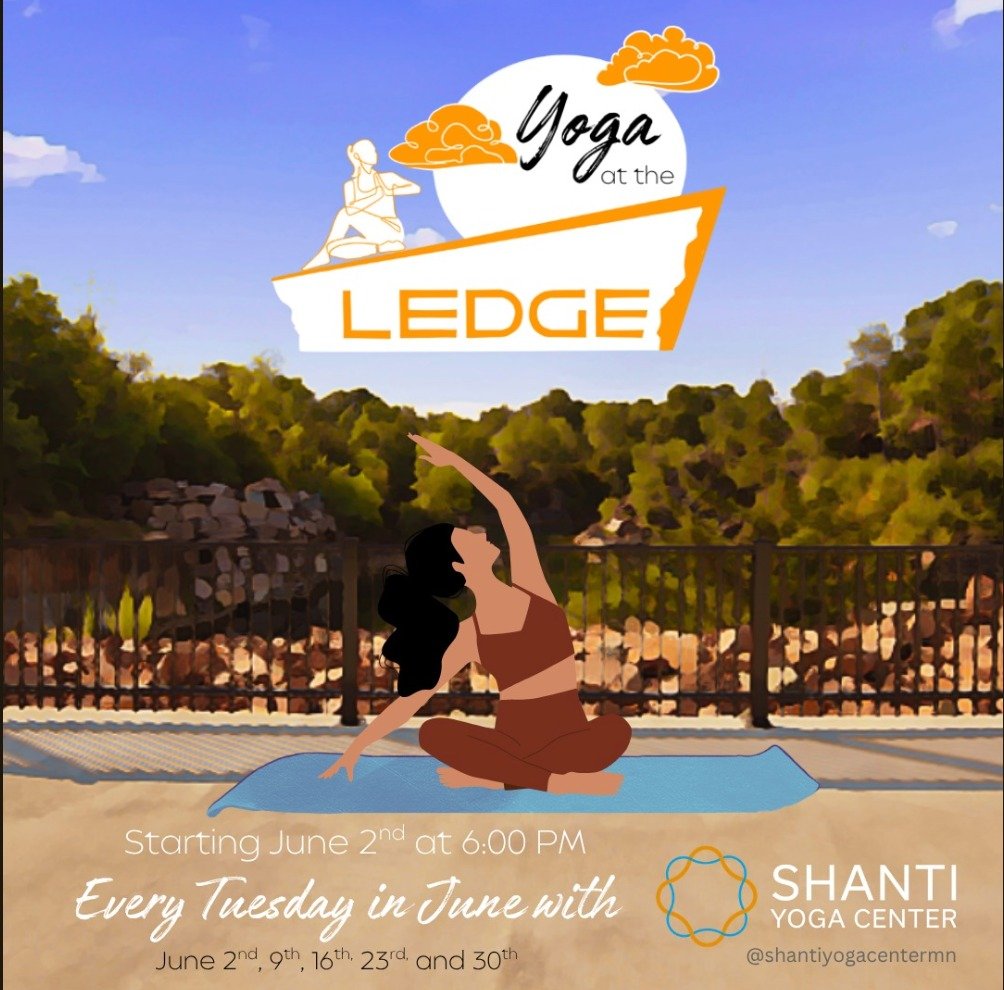 Yoga at The Ledge is back! 🧘

Join us every Tuesday in June for yoga with Shanti Yoga Center! Classes start at 6:00 p.m.

June 9 ($18) - https://momence.com/l/nmhzaa08
June 16 ($18) - https://momence.com/l/k8hwqqny
June 23 ($18) - https://momence.co