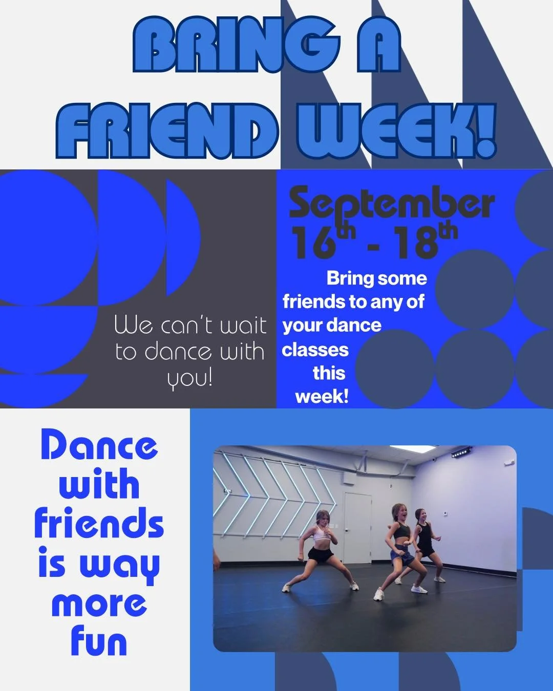 π―‍βοΈβ¨ It’s Bring a Friend Week at the studio! β¨π―‍βοΈ
Grab your bestie and join us for a week full of dancing, laughter, and memories. Classes are always better when shared with friends—don’t miss out!