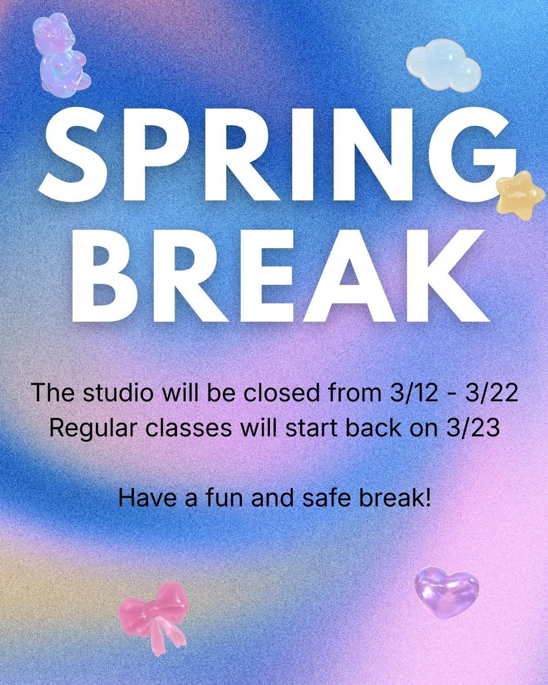 Spring break 🪻🌸 enjoy your time off! We can&rsquo;t wait to dance again soon !