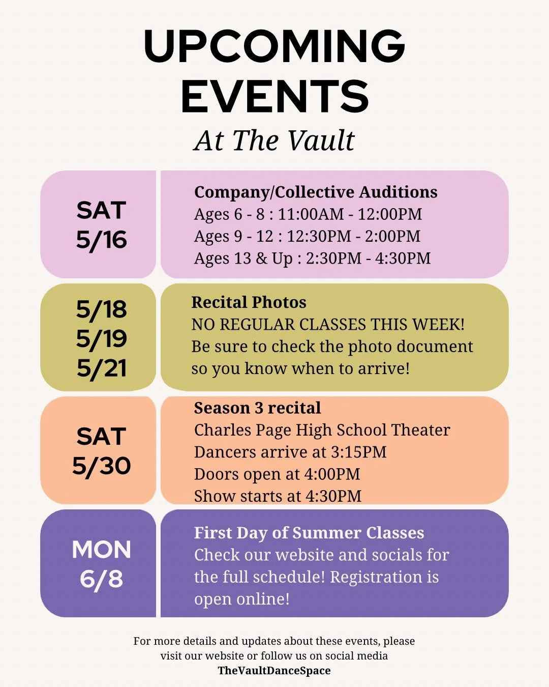 We have some fun things coming up at the studio this month ✌🏼🌟