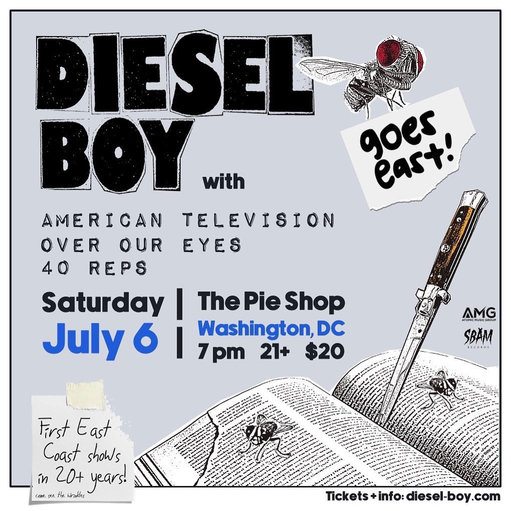 Tickets are on sale now for our July 6th show in Washington, DC at @pieshopdc. Maybe we should cook up a tasty version of &ldquo;Cherry Pie&rdquo; for the occasion. Link for tix at diesel-boy.com.