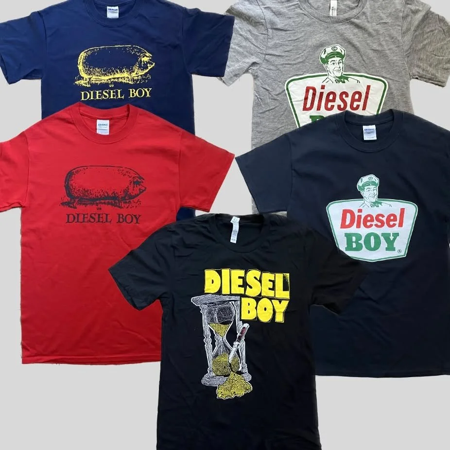 Just added to our Bandcamp page: merch remainders! Get a discount on our out of print t-shirt designs as we make room at Diesel Boy HQ for new stuff. US shipping only. Link in our bio.