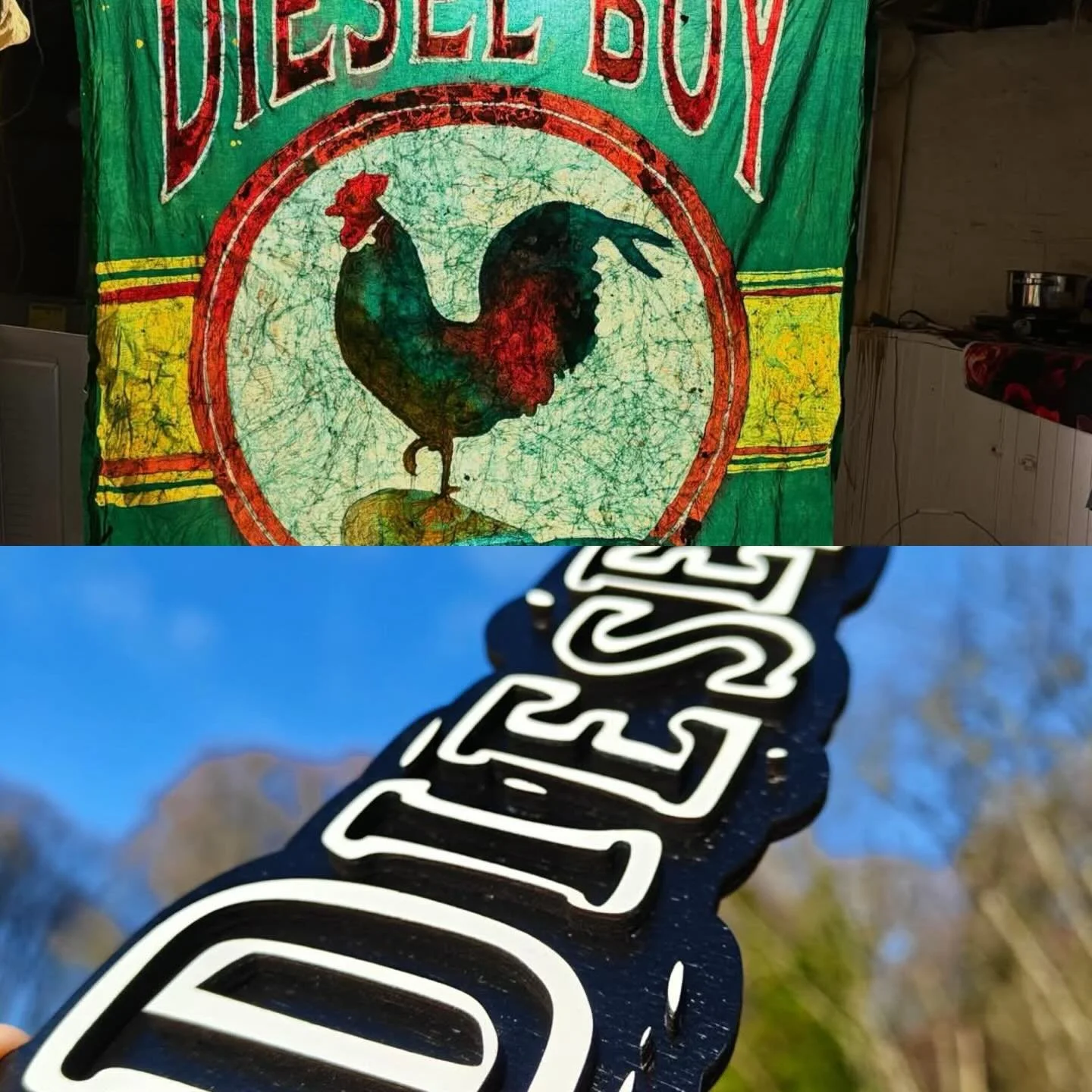 Some pretty amazing makers out there recently!

The batik is a centuries-old wax-resist dyeing technique where the artist applies hot wax to cloth, in this case, muslin, for this amazing Cock Rock banner from @gbobbatiks 

The other is a super rad la