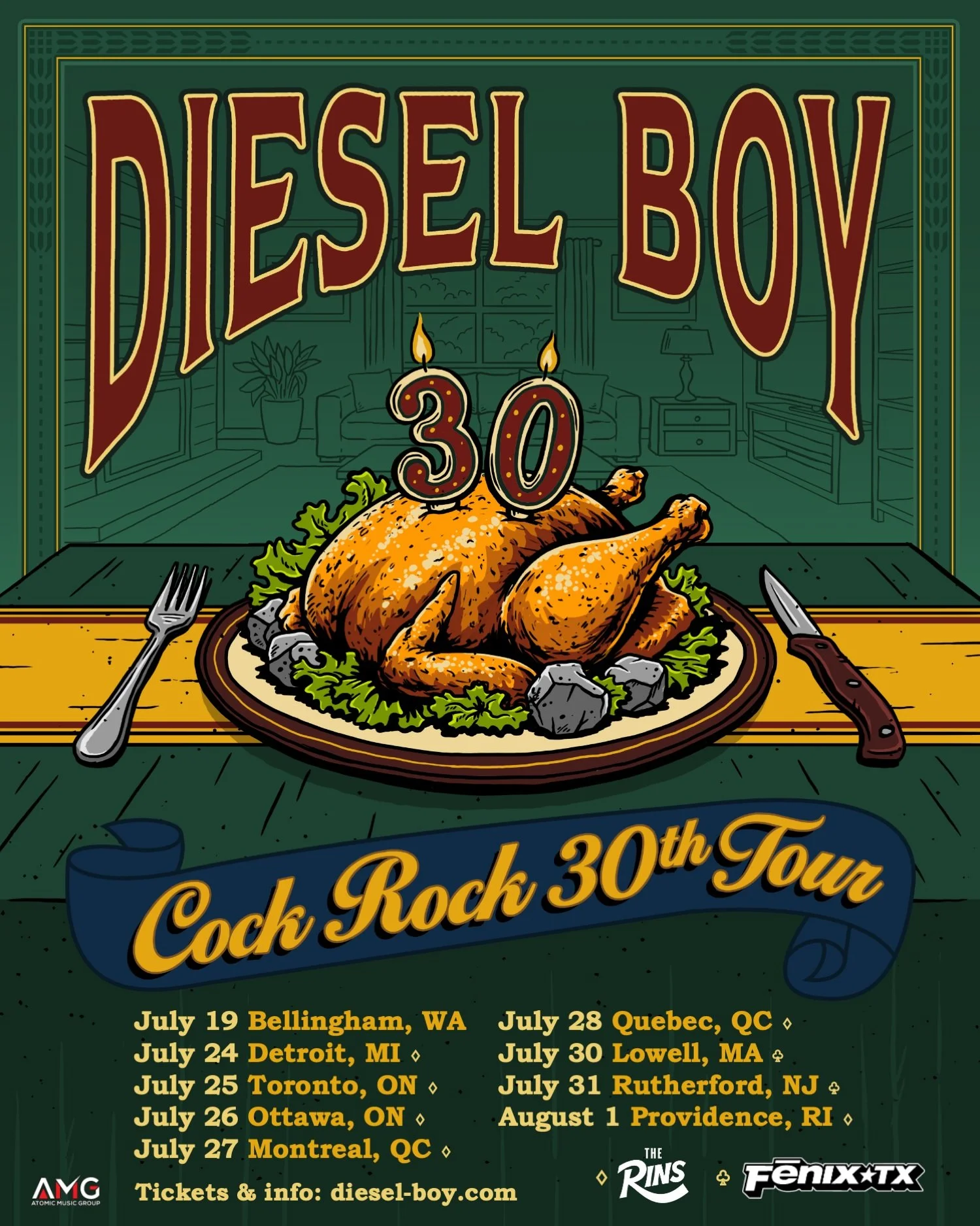 We get on a red-eye tonight to head to the Motor City to kick off the next leg of our Cock Rock 30 dates tomorrow! We'll have the awesome ska-punk of Boston's @therinsstagram supporting on all of our headline dates and then we'll support @fenixtx for