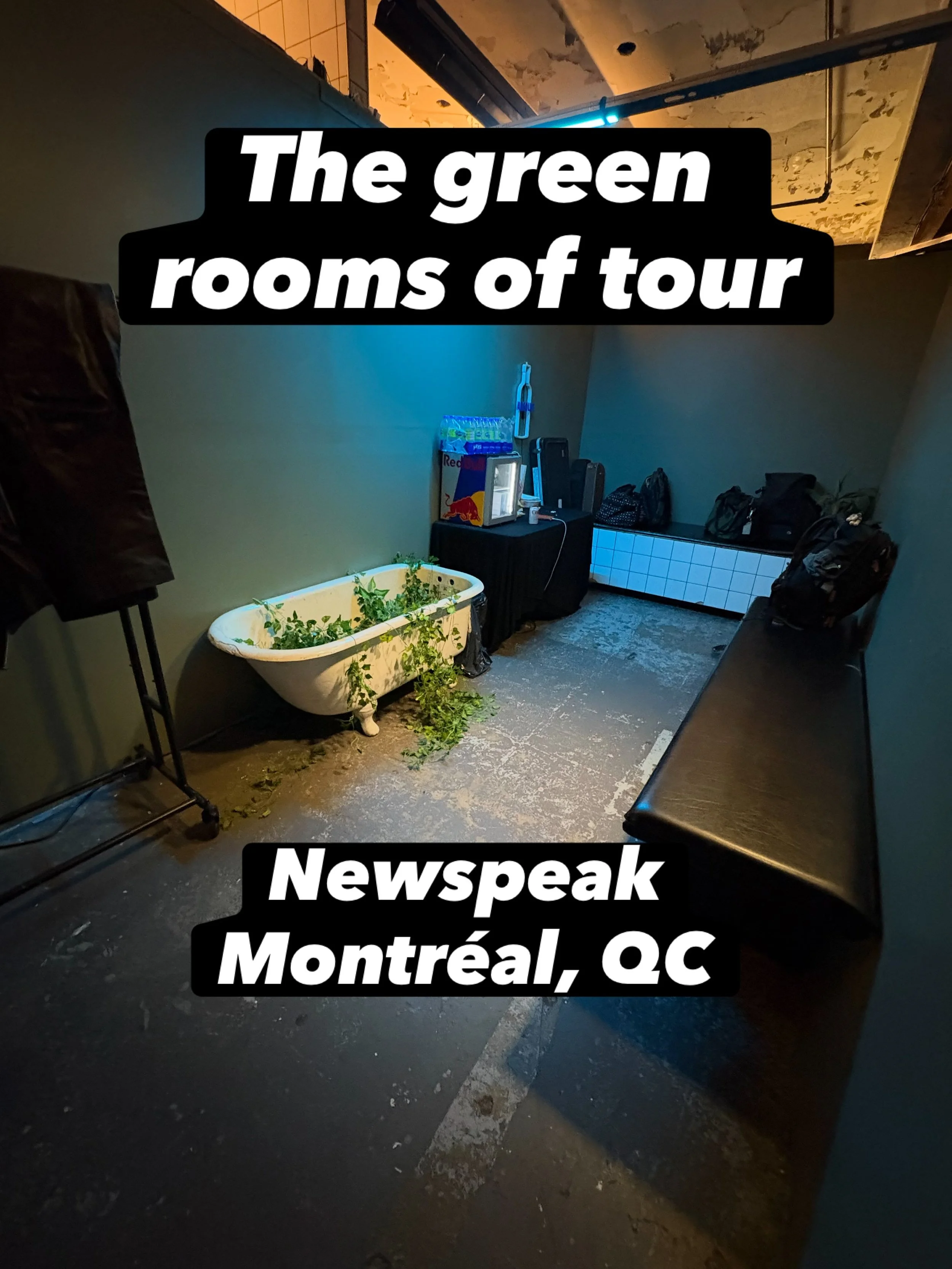 Missed the first few, but here are some of the green rooms (aka where the band hangs out during the gig) from the last run.